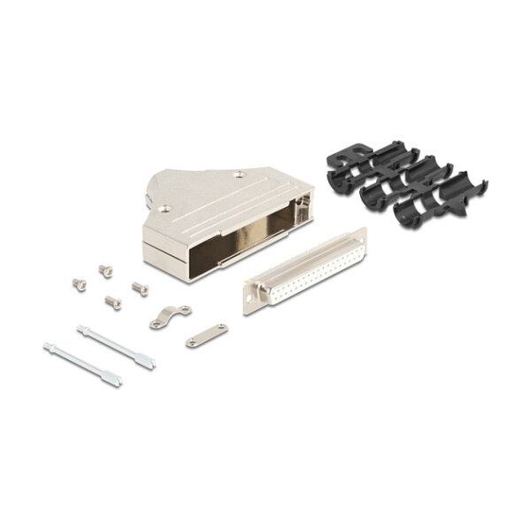 Sub-D Steckergehäuse 37 Pin aus Metall inklusive Steckerverbinder Buchse und Montagematerial