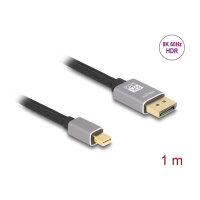 Mini DisplayPort zu DisplayPort Kabel 8K 60 Hz 1 m grau Metall ohne Einrastfunktion