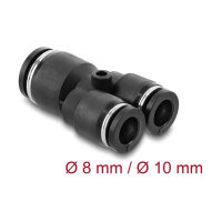 Pneumatik Steckverbinder 2 x 8 mm zu 1 x 10 mm mit Befestigungsloch Y-Form