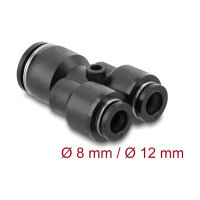 Pneumatik Steckverbinder 2 x 8 mm zu 1 x 12 mm mit Befestigungsloch Y-Form