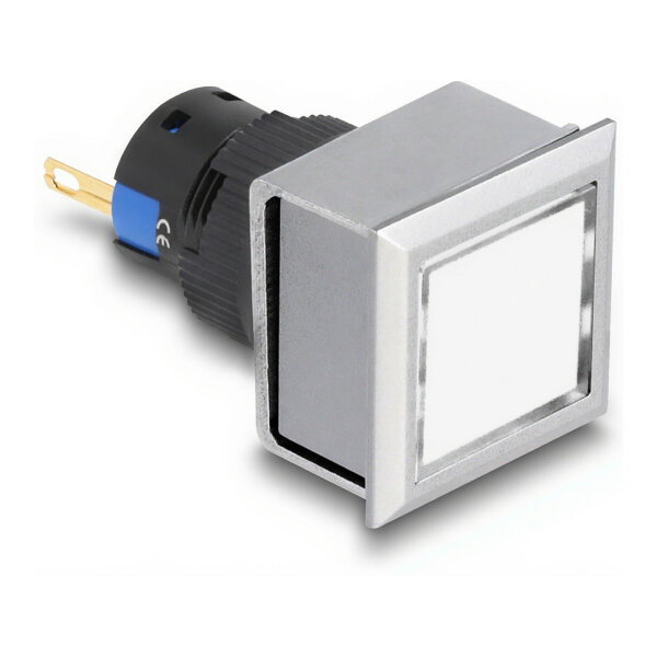16 mm Kunststoff Signallampe weiß / Lötversion / viereckig