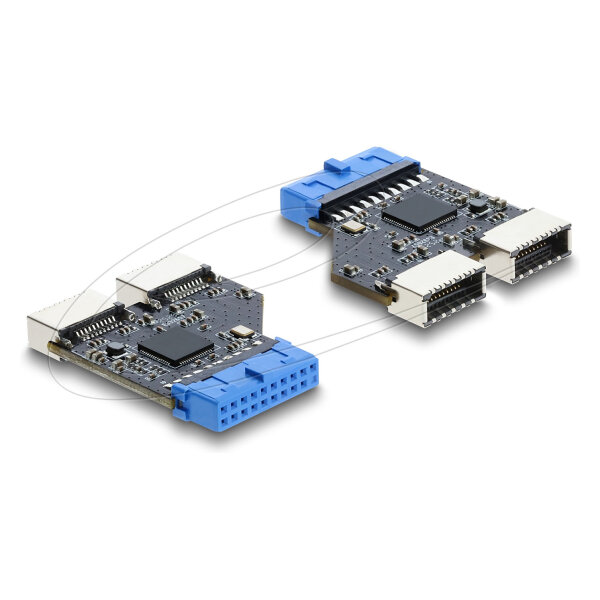 USB 5 Gbps Hub 20 Pin Pfostenbuchse zu 2 x USB 5 Gbps Typ-E Key A Buchse