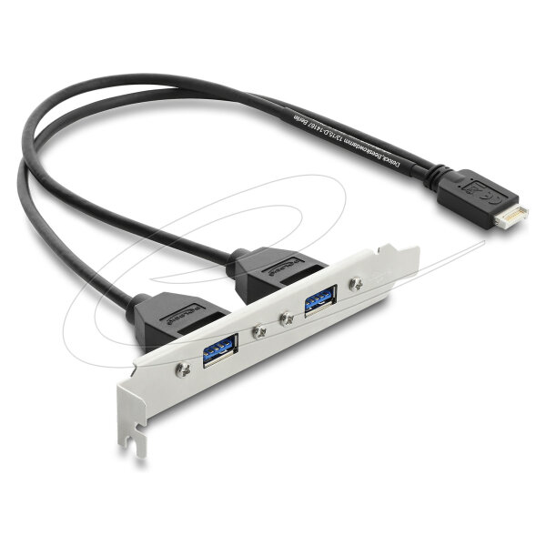 USB Typ-E Key B Stecker zu 2 x USB 5 Gbps Typ-A Buchse mit Slotblech Anschlusskabel 35,5 cm