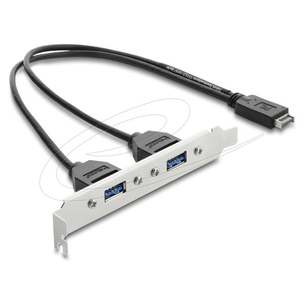 USB Typ-E Key A Stecker zu 2 x USB 5 Gbps Typ-A Buchse mit Slotblech Anschlusskabel 35,5 cm