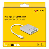Delock Card Reader USB Type-C™ für Compact Flash, SD oder Micro SD Speicherkarten