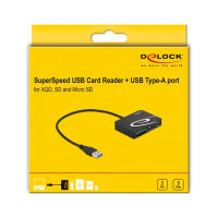 Delock Card Reader für XQD / SD / Micro SD Speicherkarten + USB Typ-A Port