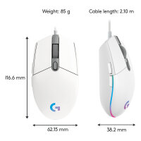 Logitech G203 Lightsync Gaming Mouse white