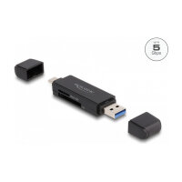 Delock Card Reader SuperSpeed USB 5 Gbps USB Type-C™ / Typ-A für SD und Micro SD Speicherkarten