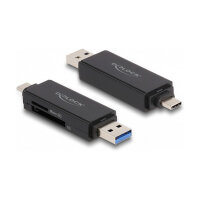 Delock Card Reader SuperSpeed USB 5 Gbps USB Type-C™ / Typ-A für SD und Micro SD Speicherkarten