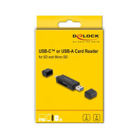 Delock Card Reader SuperSpeed USB 5 Gbps USB Type-C™ / Typ-A für SD und Micro SD Speicherkarten