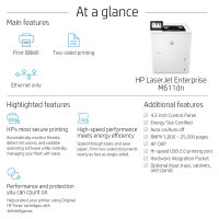 L HP LaserJet Enterprise M611dn Laserdrucker 61 S./Min. LAN Duplex
