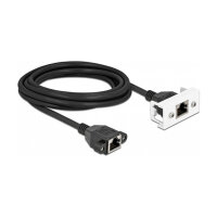 Delock Netzwerk Verlängerungskabel für Easy 45 Modul S/FTP RJ45 Buchse zu RJ45 Buchse Cat.6A 3 m schwarz / weiß