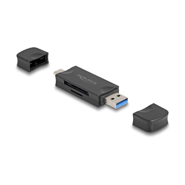 Delock Card Reader USB 5 Gbps USB Type-C™ / Typ-A für SD und Micro SD Speicherkarten schwarz