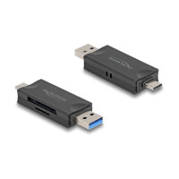 Delock Card Reader USB 5 Gbps USB Type-C™ / Typ-A für SD und Micro SD Speicherkarten schwarz
