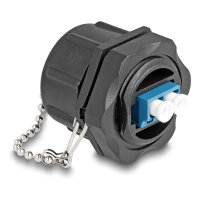 Delock LWL Einbaubuchse LC Duplex zu LC Duplex mit Verschlusskappe Singlemode IP68 staub- und wasserdicht