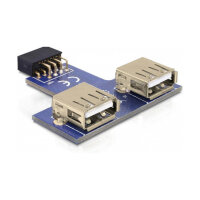 Delock USB Pin Header Buchse > 2 x USB 2.0 Buchse - oben