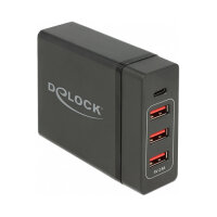 Delock USB Ladegerät 1 x USB Type-C™ PD 3.0 + 3 x USB Typ-A 60 W + 12 W