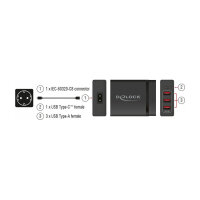 Delock USB Ladegerät 1 x USB Type-C™ PD 3.0 + 3 x USB Typ-A 60 W + 12 W