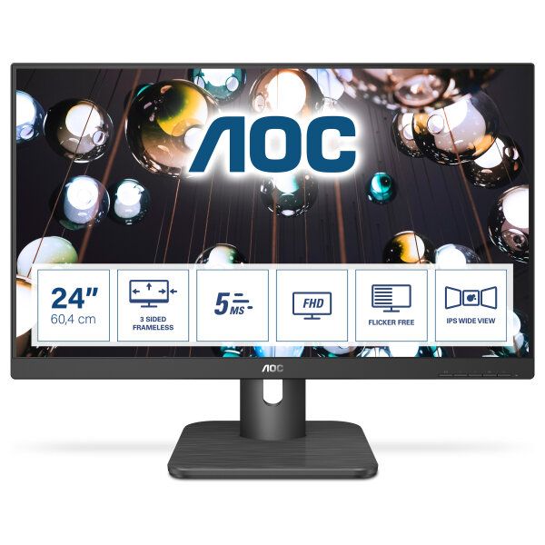 60,5cm/23,8 (1920x1080) AOC 24E1Q 16:9 5ms IPS HDMI VGA DisplayPort VESA Speaker Full HD Black