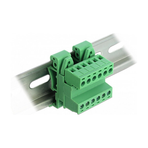 Delock Terminalblock Set für Hutschienen 6 Pin mit Rastermaß 5,08 mm gewinkelt