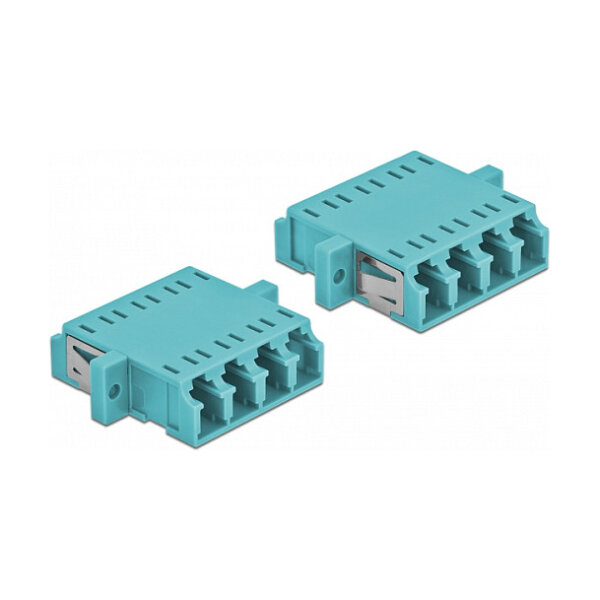 Delock LWL Kupplung LC Quad Buchse zu LC Quad Buchse Multimode 2 Stück hellblau