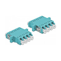 Delock LWL Kupplung LC Quad Buchse zu LC Quad Buchse Multimode 2 Stück hellblau