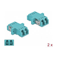 Delock LWL Kupplung LC Duplex Buchse zu LC Duplex Buchse Multimode 2 Stück hellblau