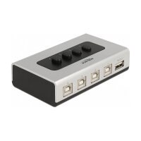Delock Umschalter USB 2.0 mit 4 x Typ-B Buchse zu 1 x Typ-A Buchse manuell bidirektional