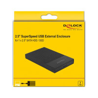 Delock Externes Gehäuse für 2.5? SATA HDD / SSD mit SuperSpeed USB Typ Micro-B Buchse - werkzeugfrei