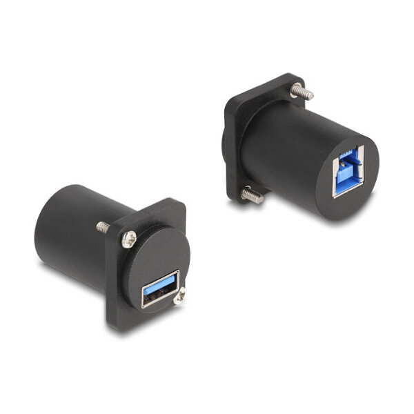 Delock D-Typ Modul USB 5 Gbps Typ-A Buchse zu Typ-B Buchse mit Schrauben schwarz