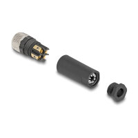 Delock M8 Steckverbinder A-kodiert 4 Pin Buchse zur Montage mit Schraubanschluss