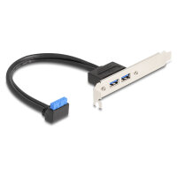 Delock Slotblech 1 x USB 5 Gbps Pfostenbuchse 90° gewinkelt zu 2 x USB 5 Gbps Typ-A Buchse 50 cm