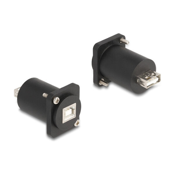Delock D-Typ Modul USB 2.0 Typ-B Buchse zu Typ-A Buchse mit Schrauben schwarz