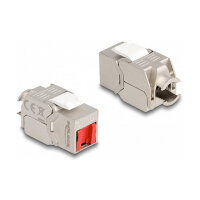 Delock Keystone Modul RJ45 Buchse zu LSA Cat.6A werkzeugfrei mit roter Staubschutzkappe