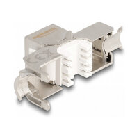 Delock Keystone Modul RJ45 Buchse zu LSA Cat.6A werkzeugfrei mit roter Staubschutzkappe