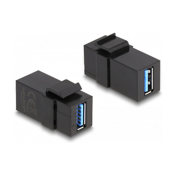 Delock Keystone Modul USB 5 Gbps A Buchse zu USB 5 Gbps A Buchse schwarz (1:1)