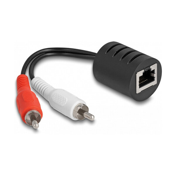 Delock Stereo Audio Extender RJ45 Buchse zu 2 x Cinch Stecker Cat.5 bis 50 m Set 2 Stück