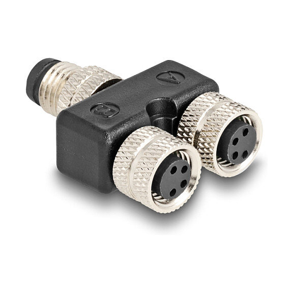 Delock M8 Y-Splitter A-kodiert 4 Pin 1 x Stecker zu 2 x Buchse Parallelschaltung