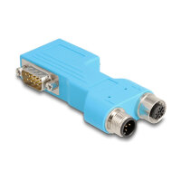 Delock D-Sub 9 Stecker und Buchse zu M12 Stecker und Buchse A-kodiert 5 pin CAN Bus Verteiler 90° blau