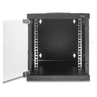 Delock 10? Netzwerkschrank 6 HE mit Glastür zur Stand- oder Wandmontage, 240 mm Tiefe, Traglast 30 kg, 330 x 312 x 300 mm, schwarz