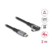 Delock USB 20 Gbps Kabel gewinkelt links / rechts USB PD 3.1 Extended Power Range 240 W 2 m