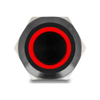 Delock Druckschalter zum Einbau schwarz 12 mm 12 V 4 x Lötanschluss LED rot Ring