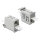 Delock RJ45 Kupplung Cat.6A Buchse zu Buchse mit Staubschutzklappe für Hutschienen Montage geschirmt grau / weiß