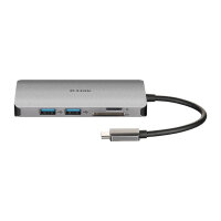 USB-C HUB 8Port D-Link DUB-M810 3xUSB3.0 USB-C HDMI 4K SD microSD Gigabit Lan RJ45 passiv Grey