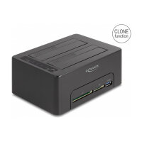 USB Dual Dockingstation für 2 x SATA HDD / SSD mit Klon Funktion und Card Reader + zusätzlichem USB Port