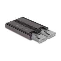 Externes USB Type-C™ Dual Combo Gehäuse für 2 x M.2 NVMe PCIe oder SATA SSD - werkzeugfrei