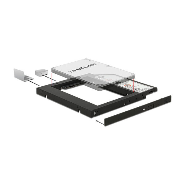 Caddy Slim SATA 5.25? Einbaurahmen (10 mm) für 1 x 2.5? SATA HDD bis 9,5 mm
