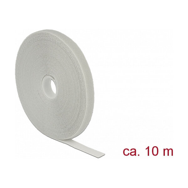 Klettband auf Rolle L 10 m x B 13 mm grau