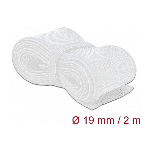 Geflechtschlauch mit Klettverschluss 2 m x 19 mm weiß