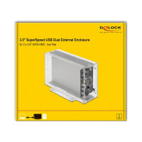 Externes Dual Gehäuse für 2 x 3.5? SATA HDD mit USB Type-C™ Buchse transparent - werkzeugfrei